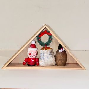 Vintage Handcrafted Wooden A-Frame Christmas Diorama Tabletop or Wall Decoration